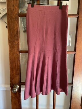 Dusty Rose High-Low Flared Midi Skirt
